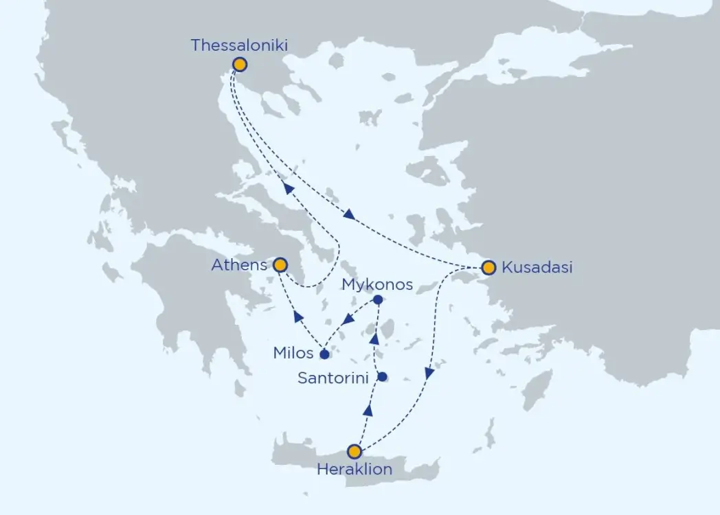 Карта круиза «Греция и Турция из Ираклиона»